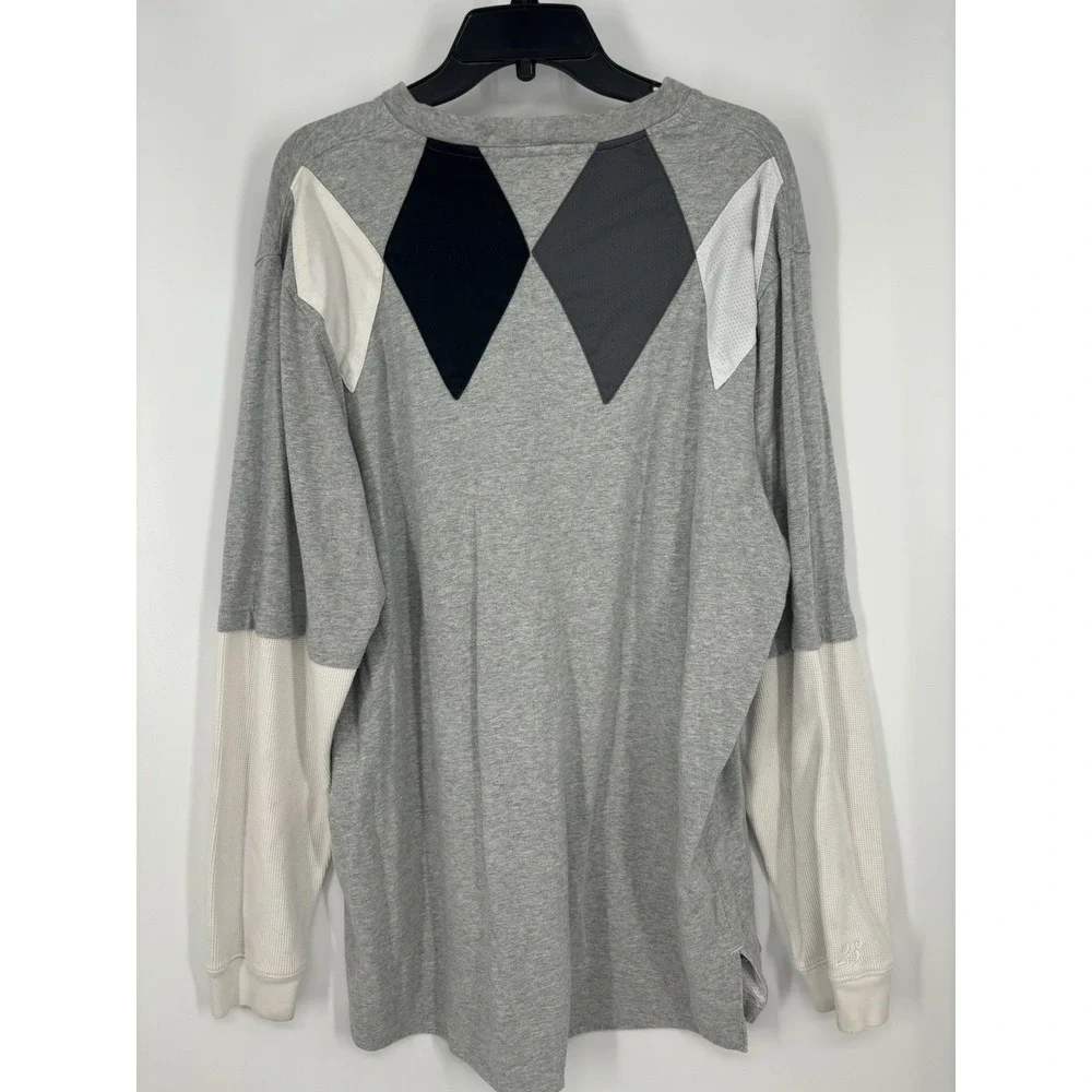 Air Jordan Nike Argyle‎ Diamond Printed Embroidered Vented Long Sleeve Tee 2XL